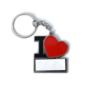 Metal Red Heart "I Love" Keychain