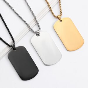 Men's Stainless Steel Necklace Engraved (Photo Length: 50x28mm)